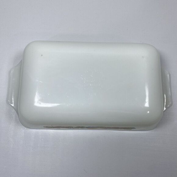 VTG Anchor Hocking Fire King Vegetable Fruit Pattern 1 qt. Loaf/Casserole Dish - Picture 8 of 9